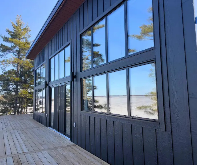 Fiberglass windows installed in house with contemporary aesthetic