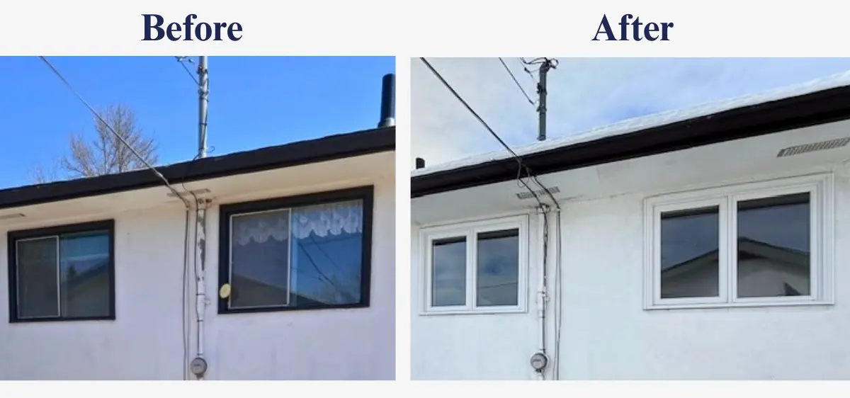Before and after, windows, install pictures for the region of Fort Frances, Kenora, Dryden and, Sioux Lookout