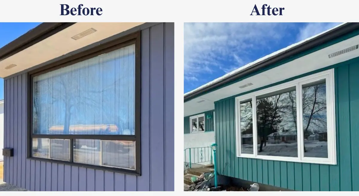 Before and after, windows, install pictures for the region of Fort Frances, Kenora, Dryden and, Sioux Lookout